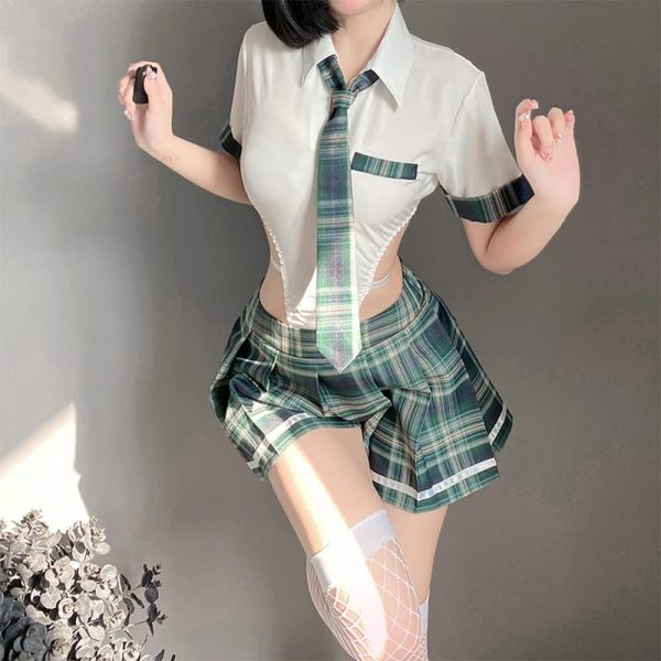 Japanese female student JK pleated skirt  anime jumpsuit sexy tight fitting pajama underwear - Image 2